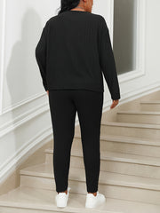 Ribbed Knit Long Sleeve T shirt & Leggings Set