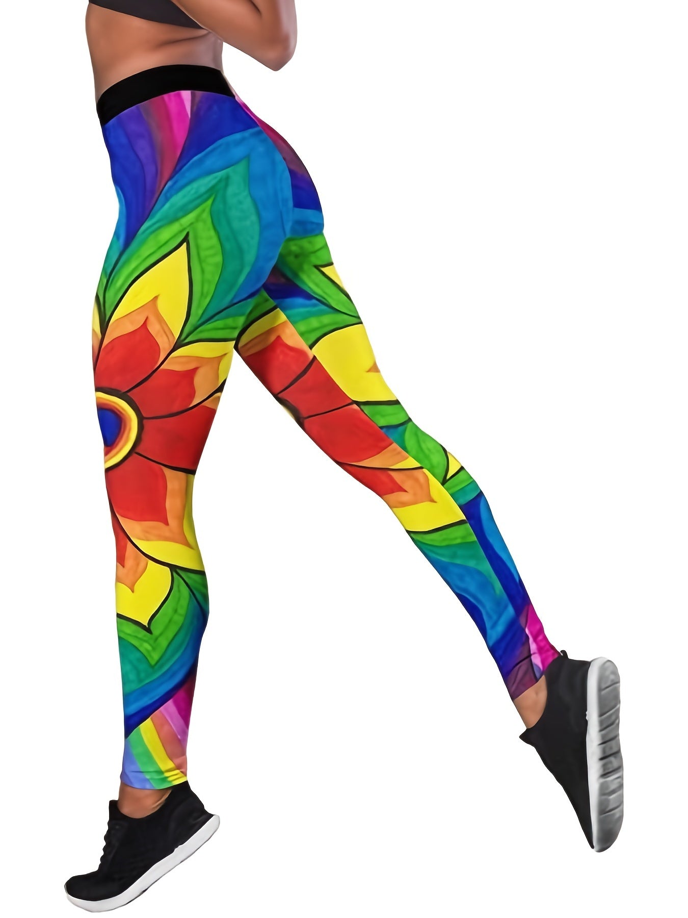 Floral Print Skinny Stretchy Leggings High Waist