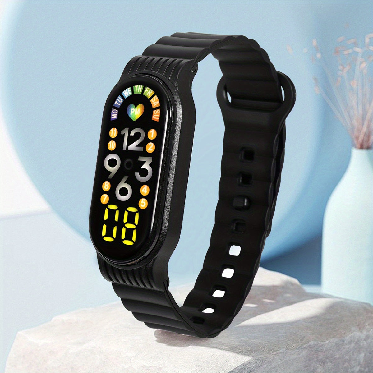 Girl Teens LED Electronic Watch Heart Touch Screen Weekly Date Sports Student