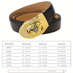 Men's Tiger Head Pattern Metal Buckle Leather Belt Gift