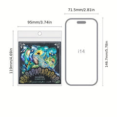 Peacock Galaxy Sticker Pack - 10 Sheets High Glossy Glitter, Self Adhesive