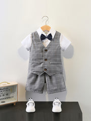 Boys Gentleman Outfit Short Sleeve Set for Wedding Party