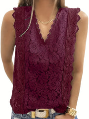 Summer Lace Tank Top V Neck Sleeveless