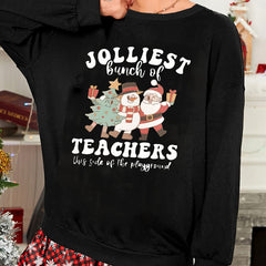 Women's Plus Christmas Lounge Top - Christmas Tree & Santa Claus