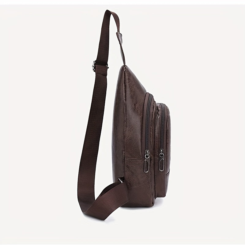Vintage Layer Chest Bag Retro PU Crossbody Bag Sling Bag