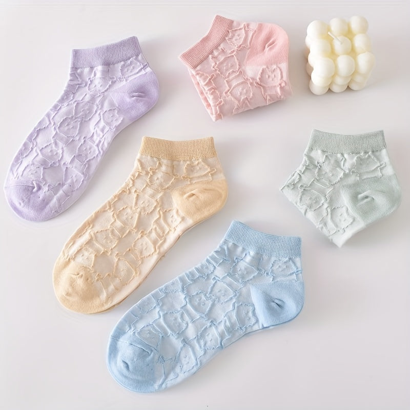 5 Pairs 3D Textured Socks Low Cut Women's Stockings
