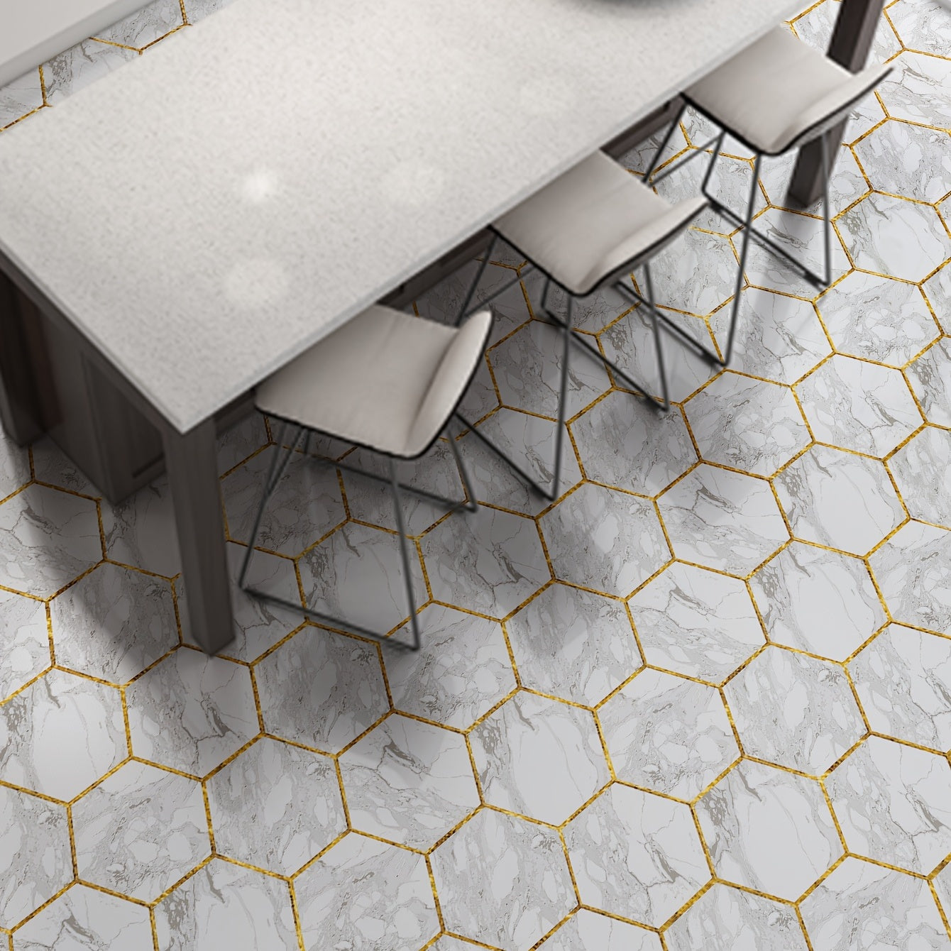 10pcs Hexagon Tile Stickers Kitchen Waterproof Self adhesive 9.05x7.87in