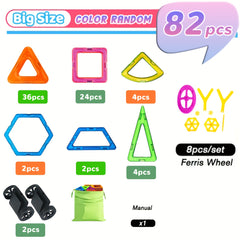 Large Magnetic Building Blocks DIY Toy with Wheels