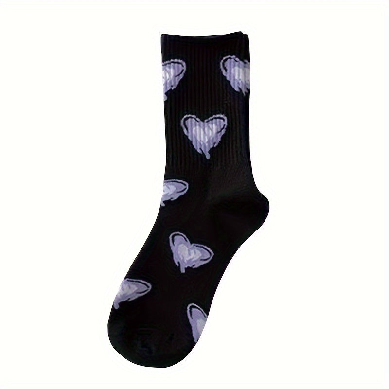 7 Heart Print Socks Women's Stockings & Hosiery