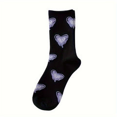 7 Heart Print Socks Women's Stockings & Hosiery