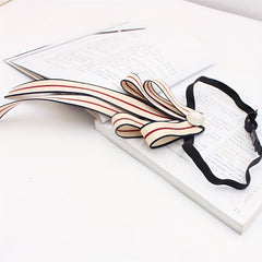 Striped Ribbon Khaki Bow Tie Pre-tied Neckties