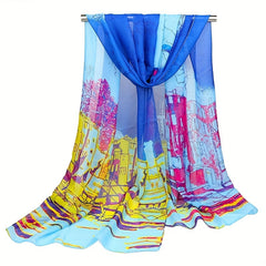 Sailboat Oil City Chiffon Silky Scarf Summer Sun Protection