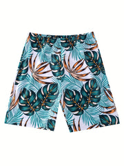 Men's Quick Dry Swim Trunks Tropical Leaf Pattern
