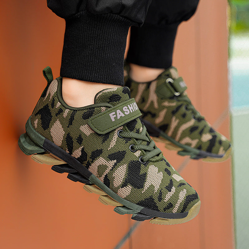 Boys Camouflage Soft Sole Sneakers Lightweight Breathable Non slip Running Shoes