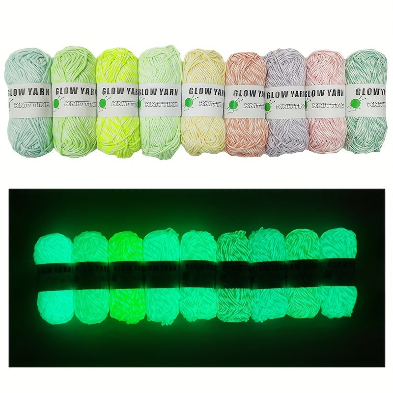 9pcs Glow In The Dark Yarn Luminous Cotton Perfect For DIY Knitting