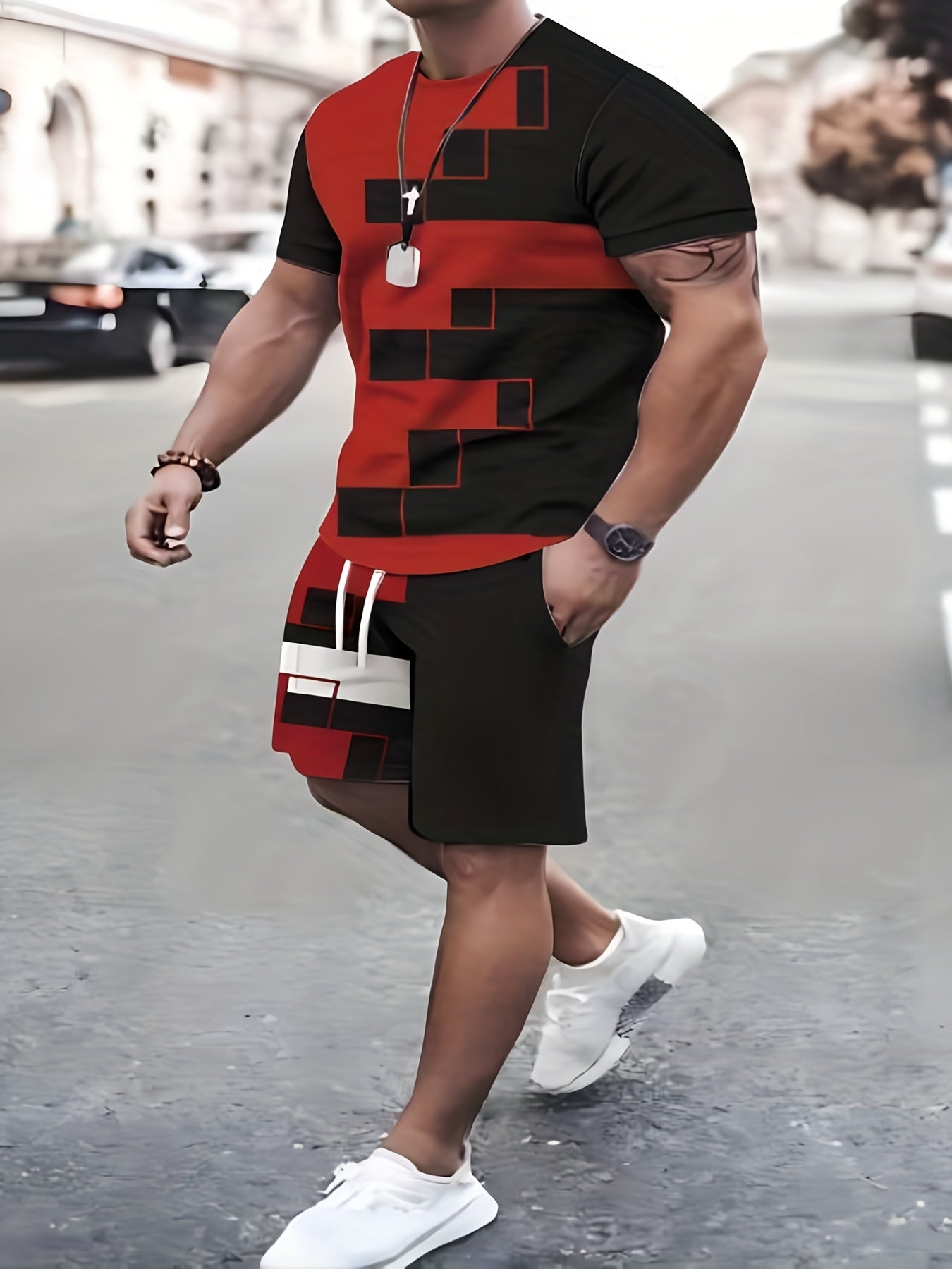 Men's Ombre Casual T-shirt & Shorts Set - Summer Fashion