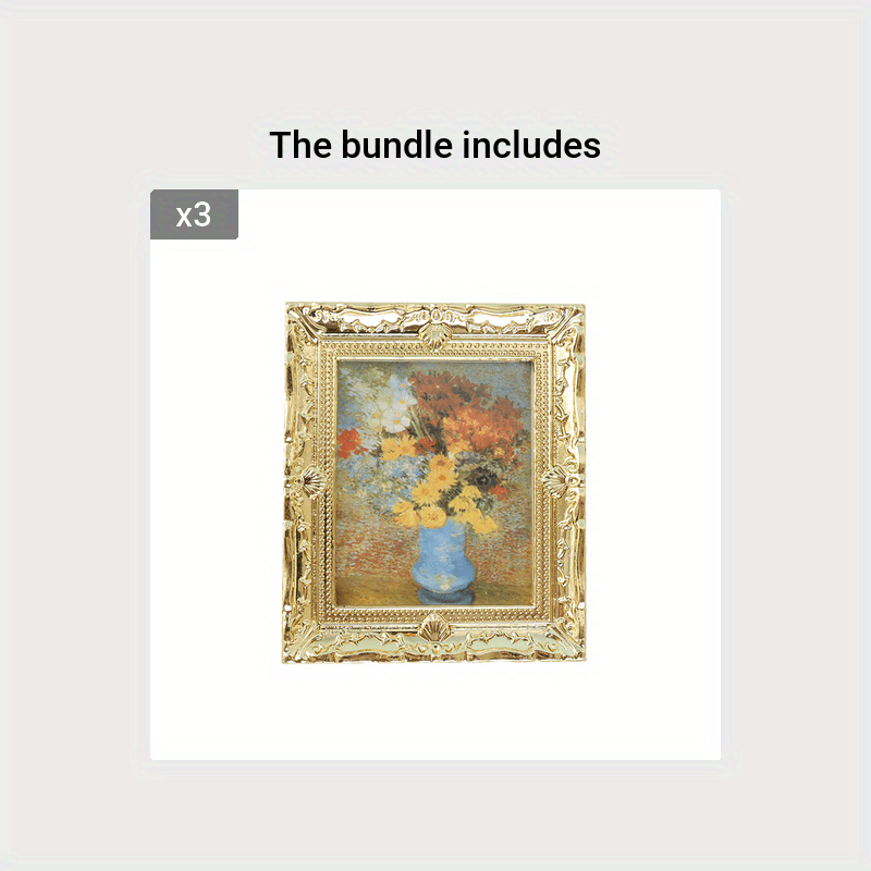 Mini Dollhouse Decoration Famous Painting Picture Frame Toy Ornaments
