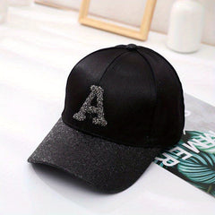 Rhinestone A Patch Trucker Hat Sequin Baseball Cap Women Hip Hop Dad Hats