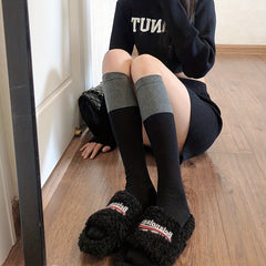 Colorblock Thigh High Socks Over The Knee Stockings Women's Hosiery
