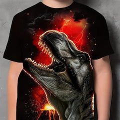 Dinosaur & Red Lightning T shirt For Kids Short Sleeve Top Boy's Clothes