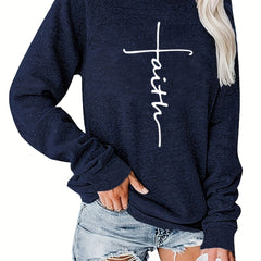 Casual Solid Sweatshirt Letter Print Pullover