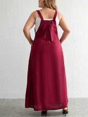 Casual Overall Dress Solid Button Maxi Overall Dress With Pockets