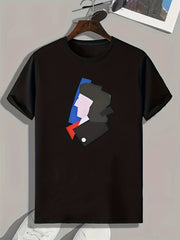 Geometric Man Print Men's Comfy T shirt Active Slightly Stretch Tee