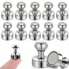 12pcs Strong Fridge Magnets Whiteboard Silver Push Peg Magnets