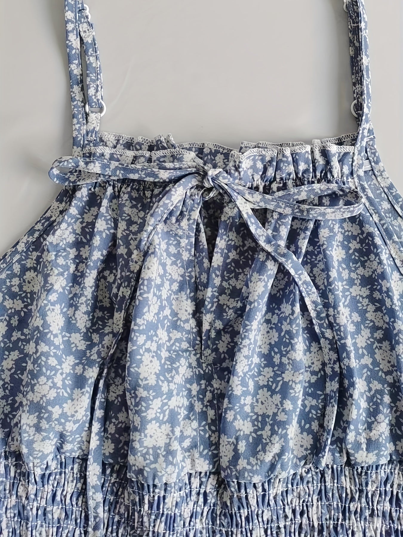 Floral Print Waist Romper Jumpsuit Sleeveless Spaghetti Strap