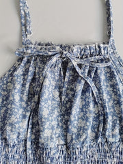 Floral Print Waist Romper Jumpsuit Sleeveless Spaghetti Strap