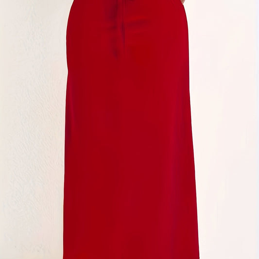 Solid Drawstring Maxi Skirt High Waist Casual Spring Summer Women's Clothing