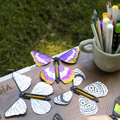 10pcs Magic Wind Up Flying Butterfly Toy Rubber Band Powered Surprise Gift