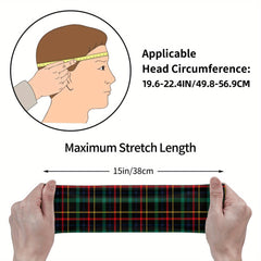 Vintage Plaid Headband Green Red Non Slip Hairband