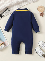 Baby Boys Long Sleeve Polo Shirt Romper Cotton Jumpsuit