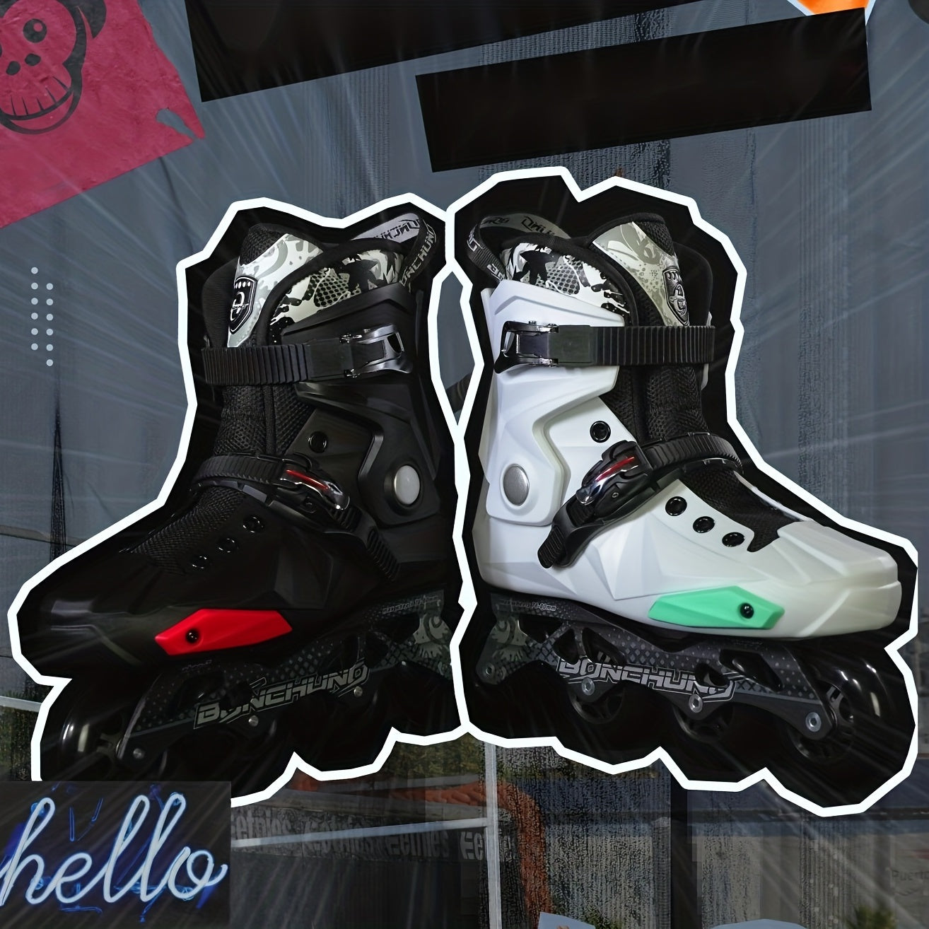 Adjustable Roller Skates for Kids and Adults - Stylish Letter Print