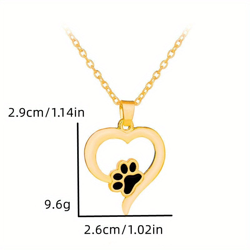 Dog Paw Print Necklace Heart Pet Memorial Gift