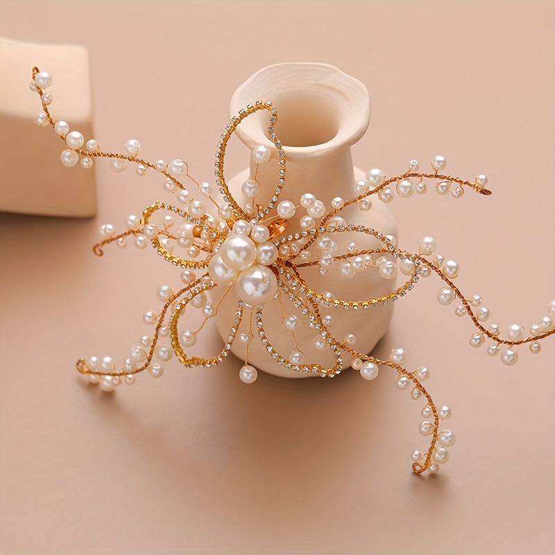Faux Pearl Hair Clip Bridal Flower Headdress