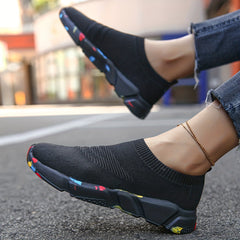 Women's Breathable Slip On Woven Sneakers Lightweight Low Top Trainers