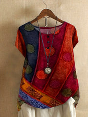 Floral Print Short Sleeve Boho Blouse