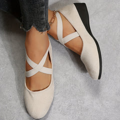 Women's Comfortable Closed Toe Slip On Wedge Shoes