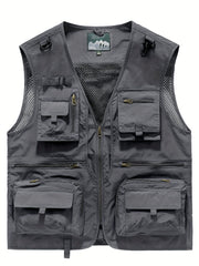 Men's Zipper Cargo Vest For Spring Summer Outwear