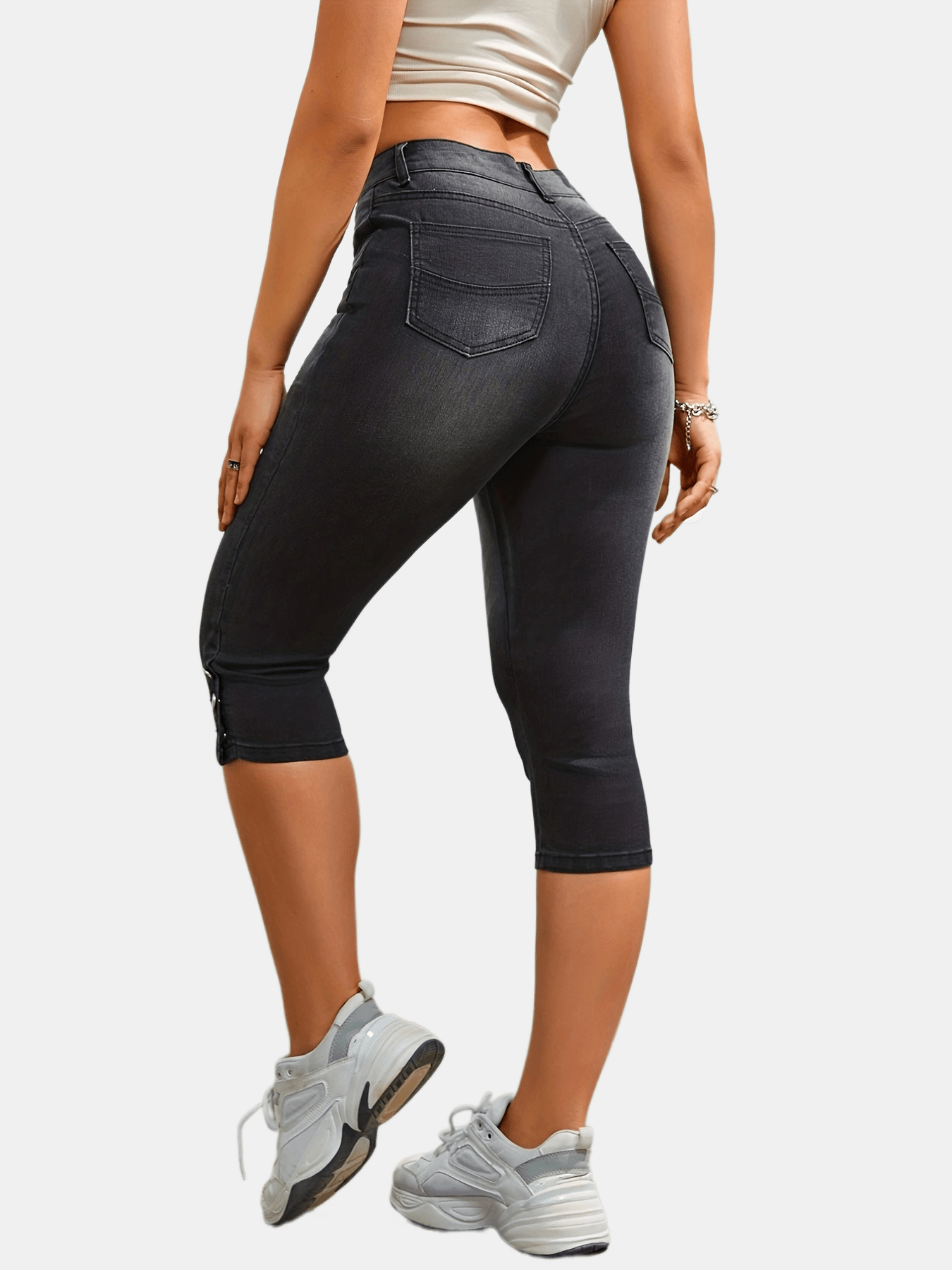 High Waist Slim Fit Capris Skinny Jeans