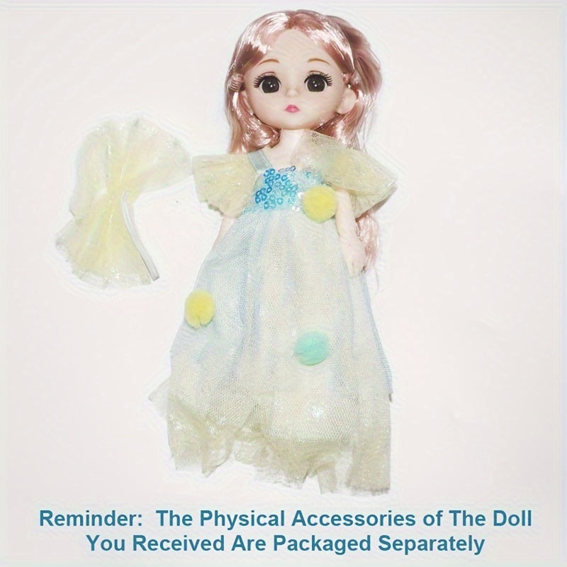 6.69in 13 Joints 3D Eyes Princess Doll Toy Set Christmas Gift