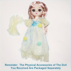 6.69in 13 Joints 3D Eyes Princess Doll Toy Set Christmas Gift
