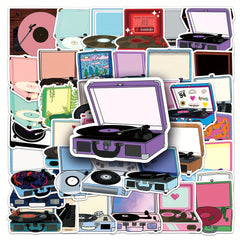 50pcs Record Player Music Graffiti Hand-painted Stickers Waterproof