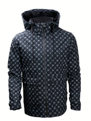 Men's Monogram Lightweight Hooded Windbreaker Jacket Coat