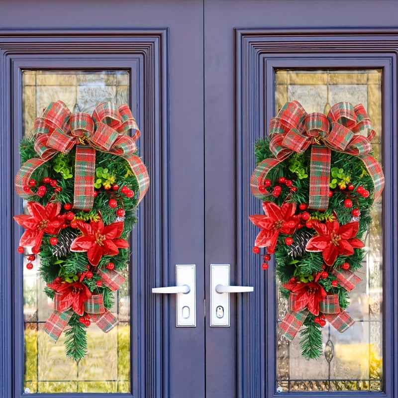 Christmas Ribbon Flower Hanging Decoration For Wall And Door