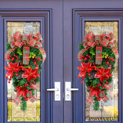 Christmas Ribbon Flower Hanging Decoration For Wall And Door