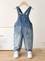 Vintage Style Denim Overalls with Front Pocket