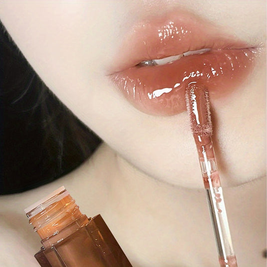 Hexagonal Lip Glaze Plumping Lip Gloss in Brown & Red Stains